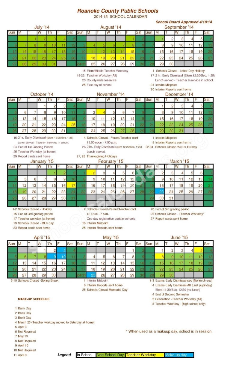 Roanoke County School Calendar 9 Roanoke County School Calendar