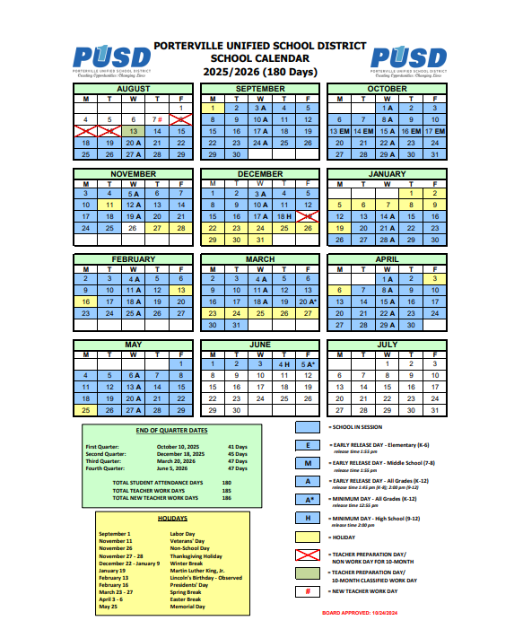 Pusd School Calendar