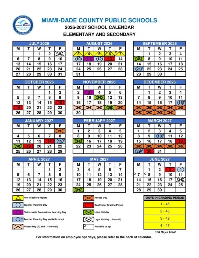 Miami Dade School Calendar 26-27