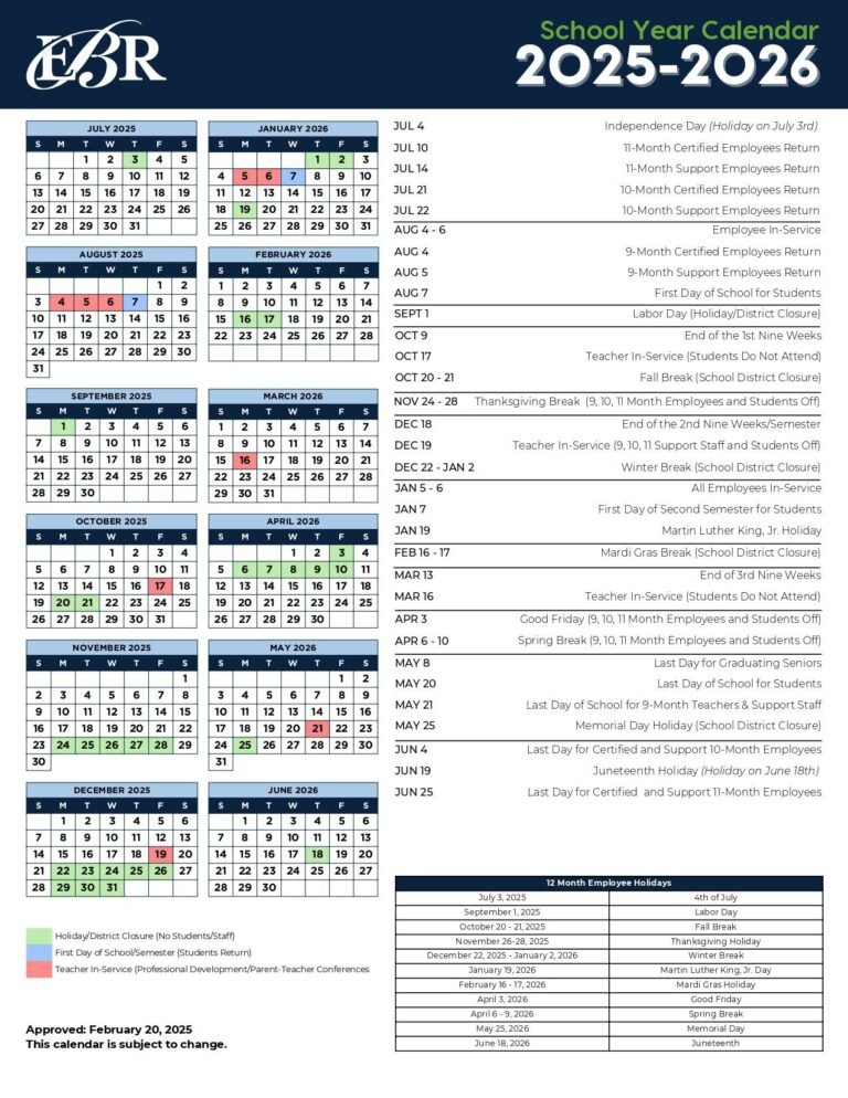 Ebr School Calendar