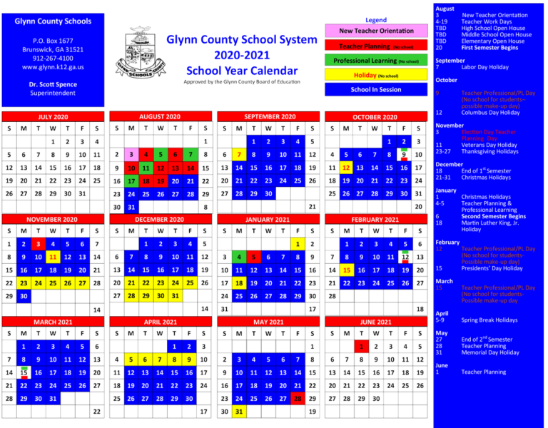 Glynn County School Calendar