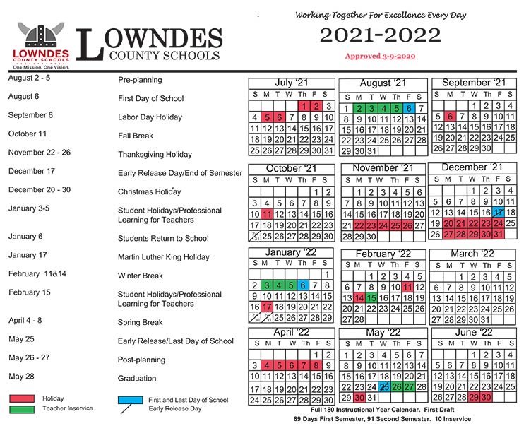 2024-2025 Lowndes County School Calendar Overview 3 2024-2025 Lowndes County School Calendar Overview