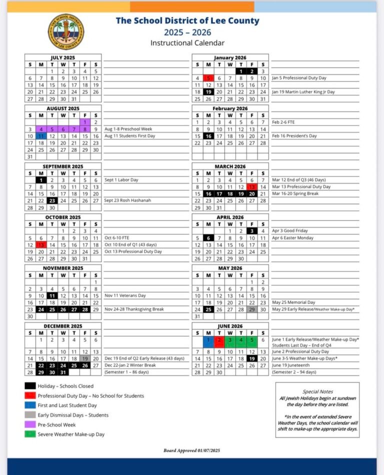 Manatee County School Calendar