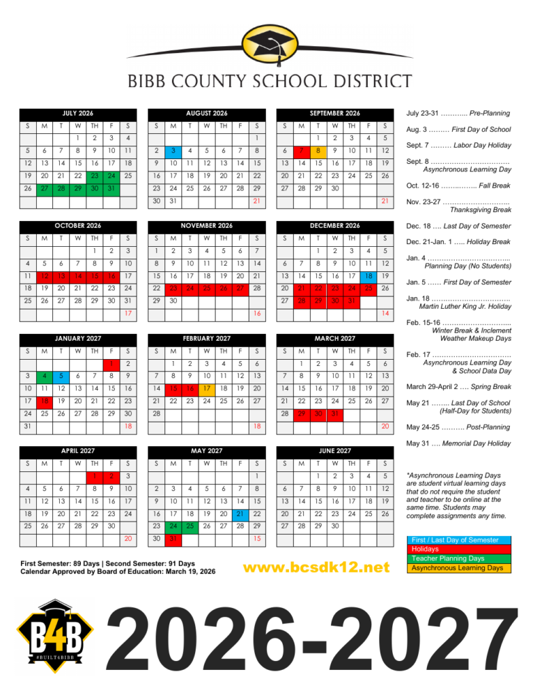 Bibb County School Calendar