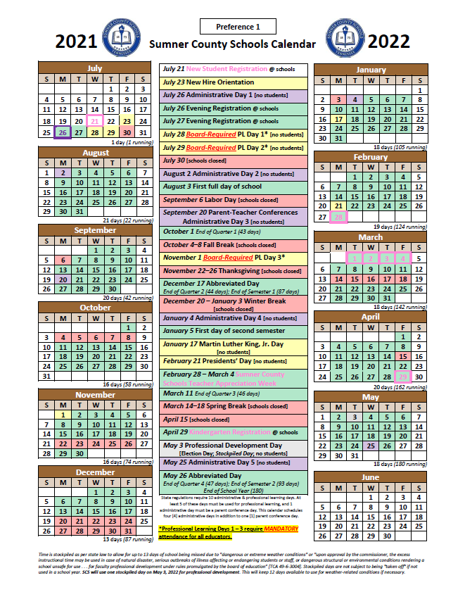 Official Sumner County School Calendar and Schedule 10 Official Sumner County School Calendar and Schedule