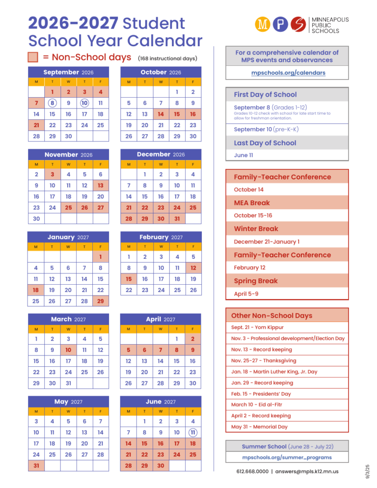Mps School Calendar 2026